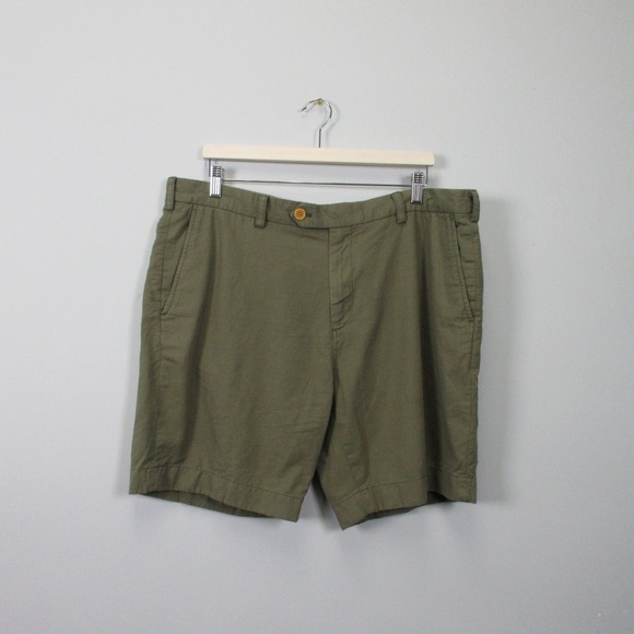 Brooks Brothers Bermuda Shorts Mens 40 Green Cotton Linen Summer Casual 336 - Picture 1 of 12
